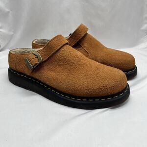 NWOB Dr. Martens Isham Brown Shearling Suede Slingback Mules Size M12 W13 EU46
